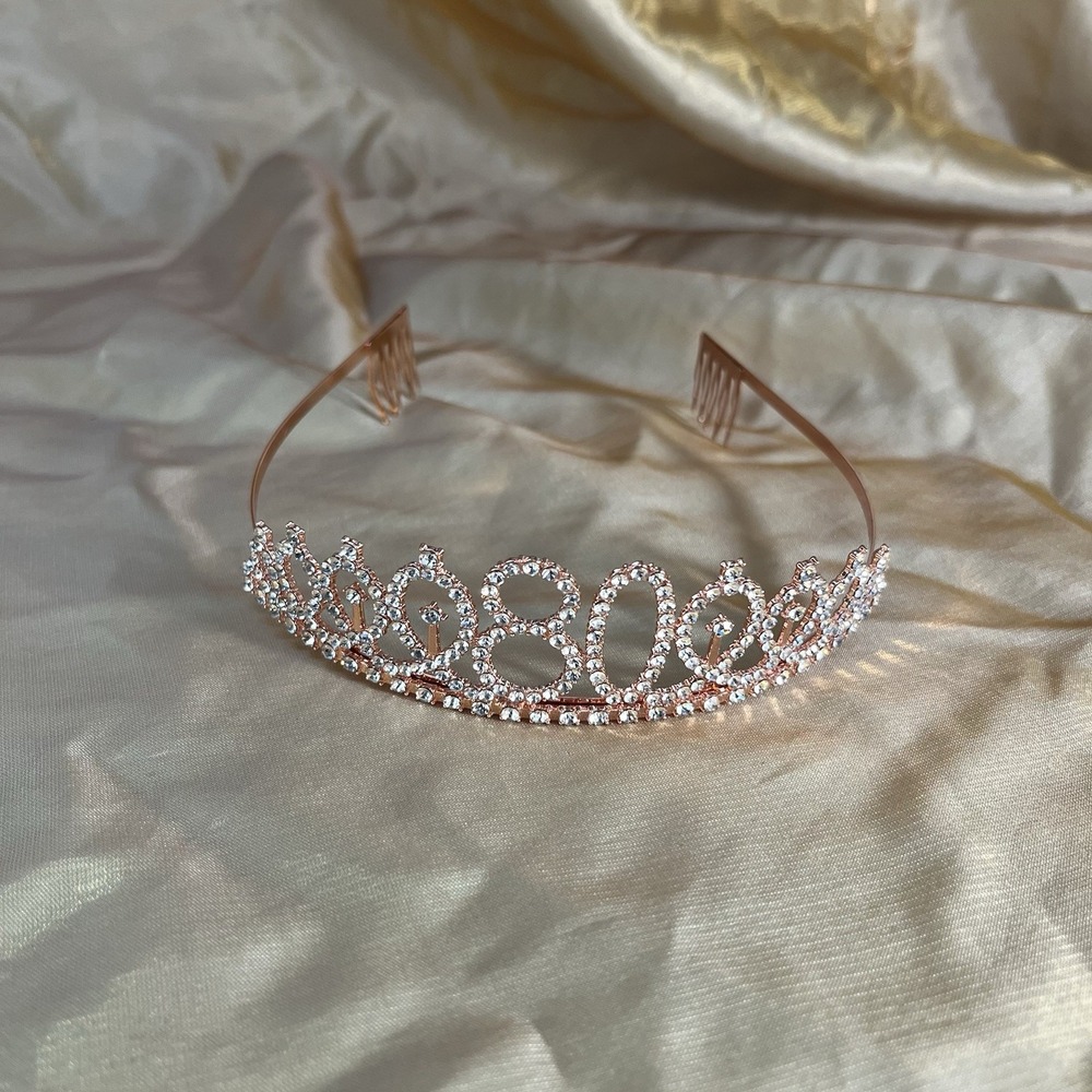 80th Birthday Tiara Rose Gold Heavy Duty